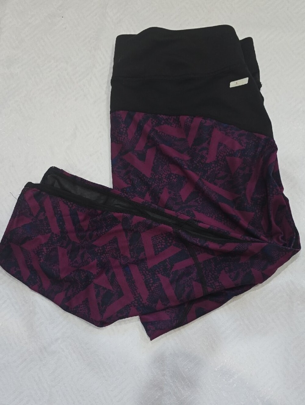 Danskin Burgundy and Black Patterned Track Joggers